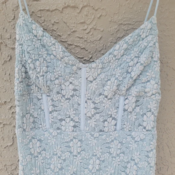 ASTR The Label floral lace knit dusty blue mid feminine chic dress size medium - Picture 8 of 13